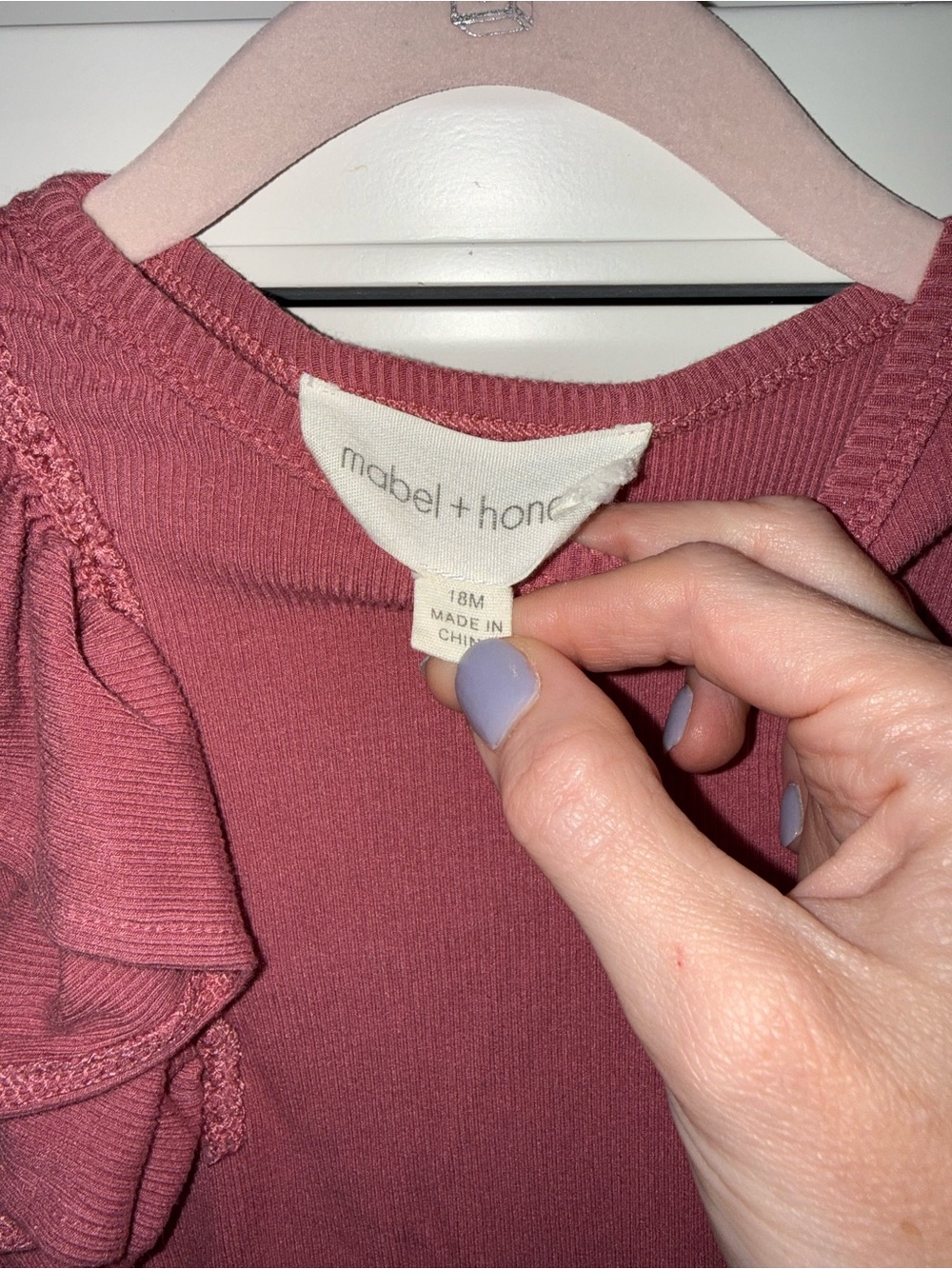 Rust Colored Ribbed Ruffle Top & Stretch Elastic Pant Fall Winter 18 Month Set - Picture 3 of 4